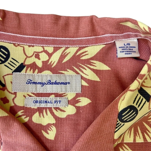 Tommy Bahama | Hawaiian Camp Shirt with Ukulele and Floral Print, Size Large - Picture 5 of 5